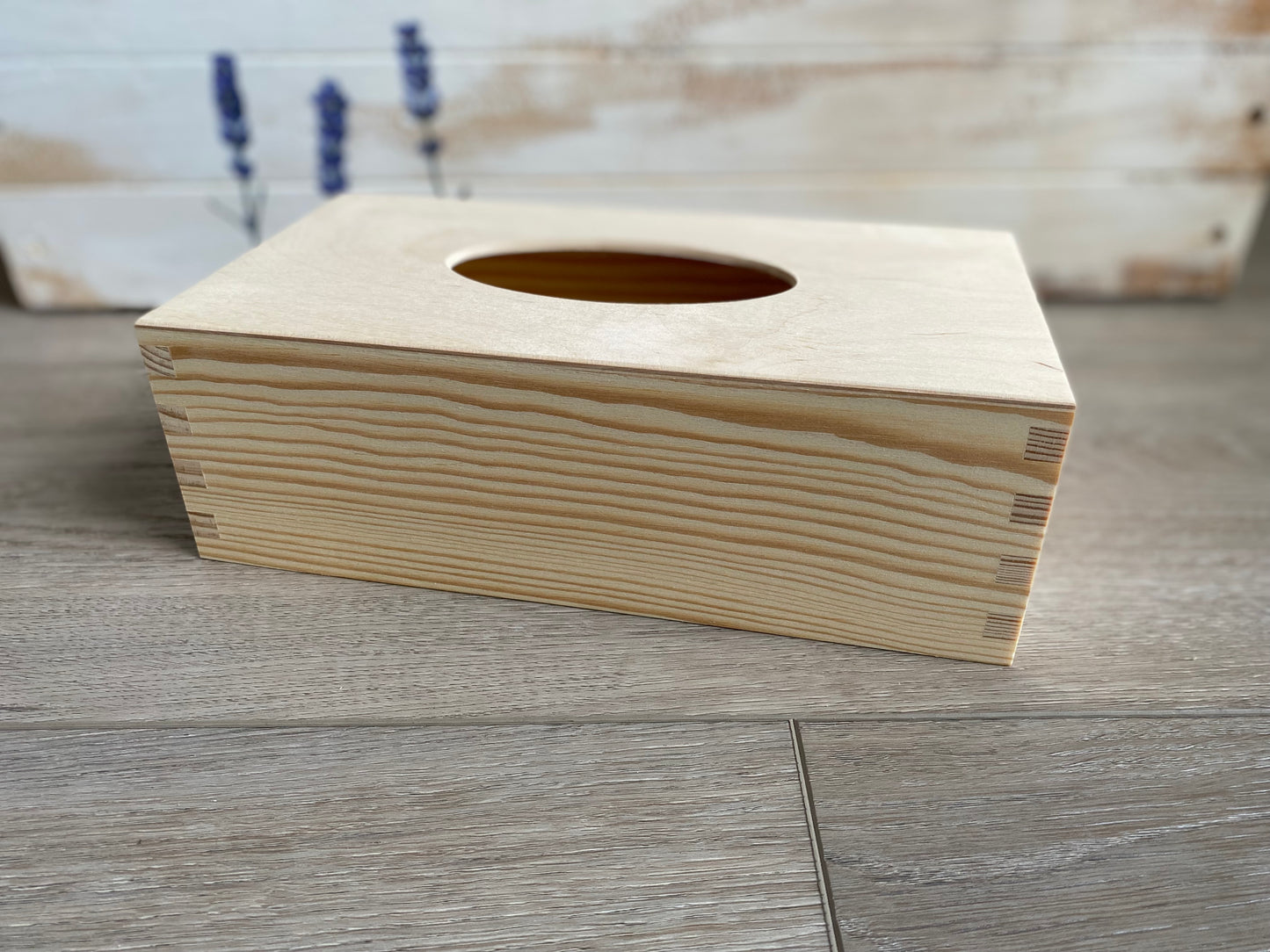 Pudełko na chusteczki surowe drewno DIY
