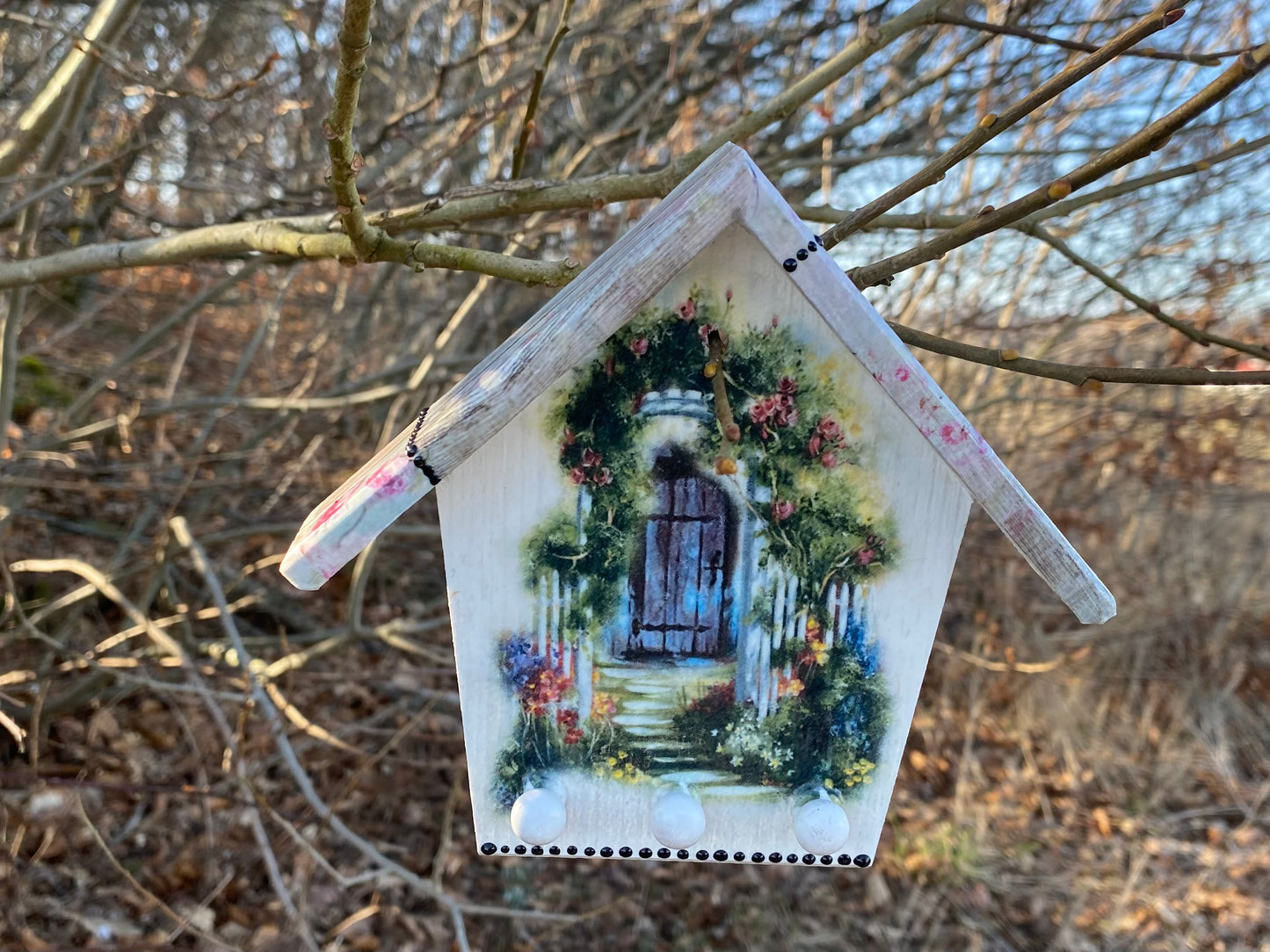 Wieszak na klucze drewniany handmade, ścienny organizer na klucze
