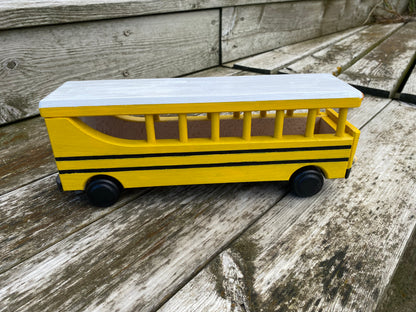 Autobus, pojazd drewniany, zabawka, dekoracja, school bus