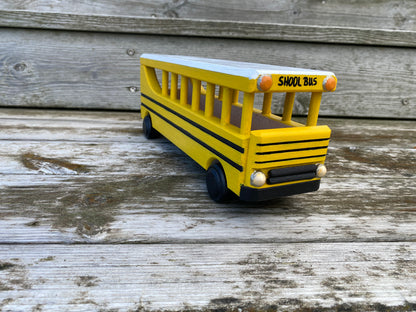 Autobus, pojazd drewniany, zabawka, dekoracja, school bus